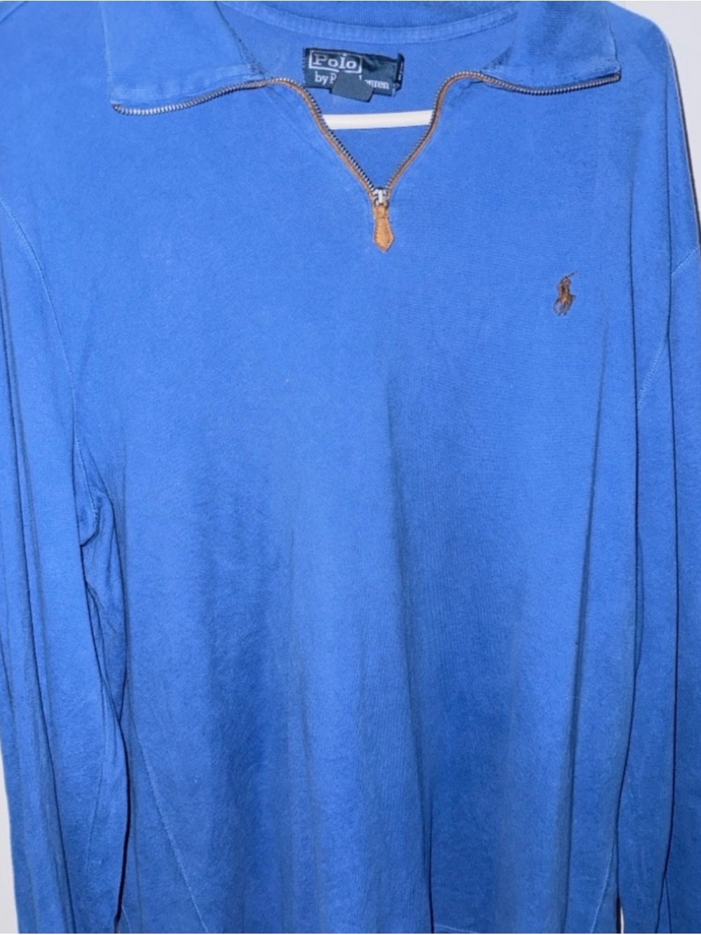 Ralph Lauren Royal Blue Zip-Neck Sweater with Pony Logo